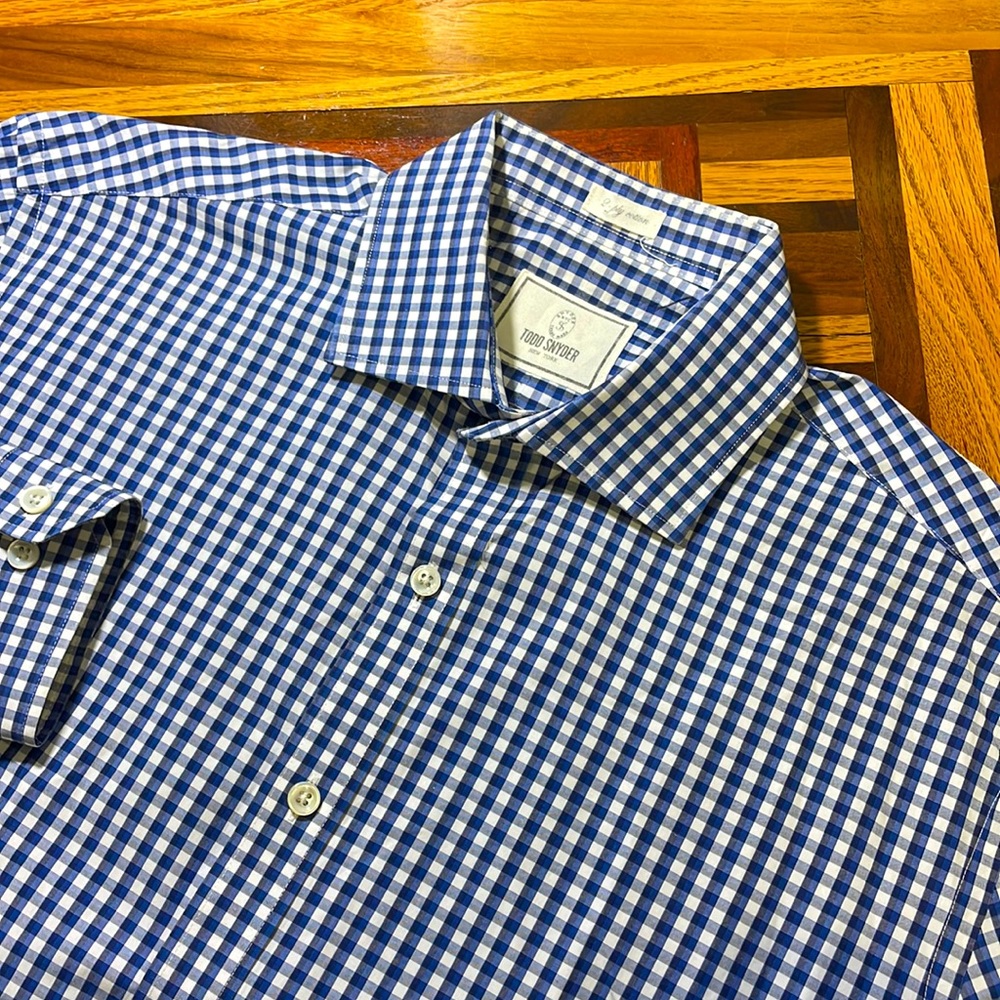Todd Snyder Blue and White Gingham Dress Shirt